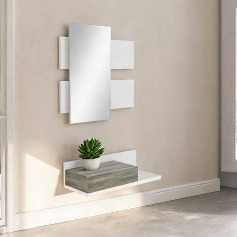 Console blanco en mDF Vidrio 75 x 3,5 x 75 cm (1/5)