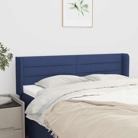 vidaXL Cabecero de tela azul 147x16x78/88 cm (1/5)