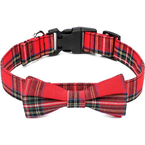 Collier pour chien et chat rouge avec nœud papillon accessoire élégant pour fête et mariage animal (1/5)