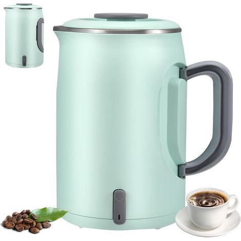 600ml Travel Electric Kettle, Folding Handle, Mini Portable Low Consumption Camping Kettle, Stainless Steel, Automatic Shut-Off, For Caravan, Motorhome, Office