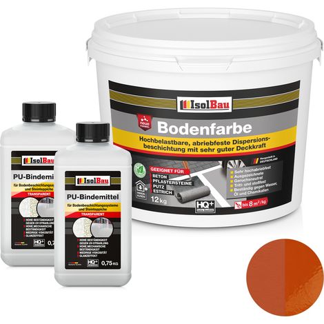 IsolBau 2K Pintura de resina para suelos para hormigón Bodenbeschichtung 12 kg Rojo ladrillo (1/5)