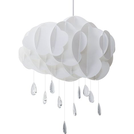 Beliani – Lampe suspension en plastique blanc forme nuage – Max 40W – Dimensions 35x35x182 cm – Tension 230V – Compatible ampoules LED (1/5)