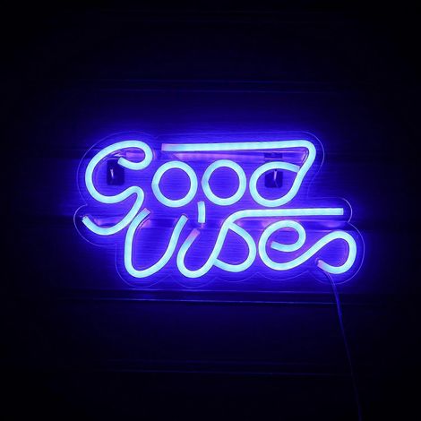 Enseigne lumineuse LED néon « Ondes positives bleues », enseigne murale LED néon USB, décoration pour chambre d'enfant, chambre à coucher, bar ou magasin (1/4)