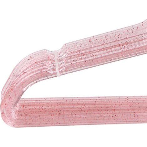 10pcs cintres plastique – 40cm transparent poudre dorée – sans couture antidérapants – penderie mode femme rouge/rose (1/5)