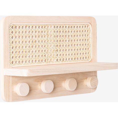 Appendiabiti da parete con mensola in Rattan Riley SKLUM (1/5)