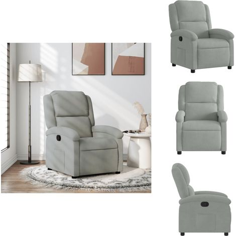 Fauteuil inclinable gris clair velours - Fauteuil Inclinable - Chaise Relaxante - Fauteuil Velours - Fauteuil Confortable - Fauteuil Design (1/5)