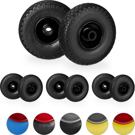 Set of 8 Relaxdays Hand Truck Spare Tyres, Flatproof, 3.00-4 Solid Rubber Wheel, 25mm Axle, 100kg, Black