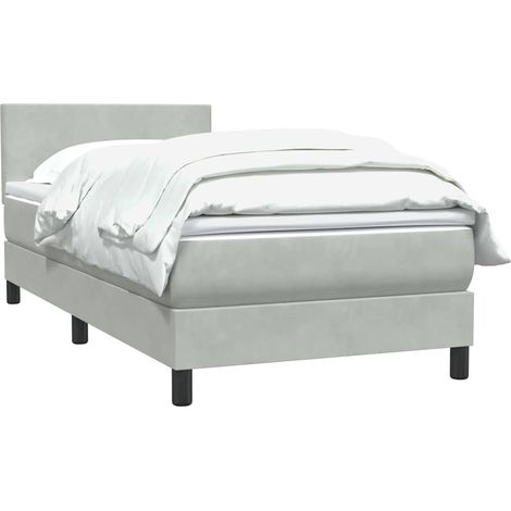 vidaXL Sommier à lattes de lit et matelas gris clair 80x210 cm velours