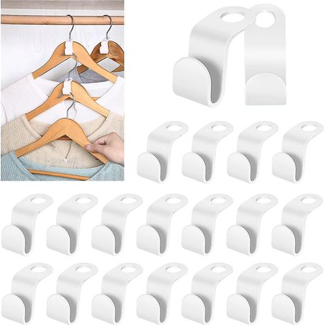 Lot de 100 crochets de connexion pour cintres, crochets de suspension triangulaires robustes et peu encombrants (blanc) (1/4)