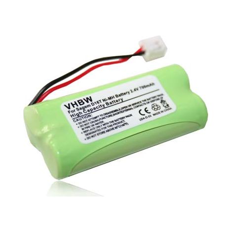 vhbw 1x Akku kompatibel mit Sagem D16T, D16T Duo, D21T, D21V, D16T Duo 2, D18T schnurlos Festnetz Telefon (700 mAh, 2,4 V, NiMH) - Ersatz für 2SN-AAA55H-S-JP1