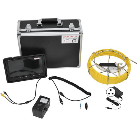 Endoscope 9 pouces LCD 4500mAh 6,5mm avec carte mémoire 8Go, caméra d'inspection tuyauterie vidéo, prise UK 100-240V, câble 30m/98,4ft (1/5)
