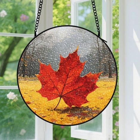 Suspension en vitrail - Attrape-soleil élégant artistique minimaliste, décoration intérieure, cadeau Fête des Pères pour homme, femme, papa 12,5 cm (1/5)