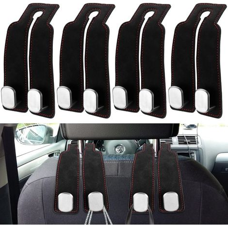 4 Pcs Auto Crochet Voitures, Crochet pour Dossier de Siège de Voiture, Doubles Crochets pour Appui-tête de Voitures pour Sac à Main Accessoires Voiture Intérieur (1/5)