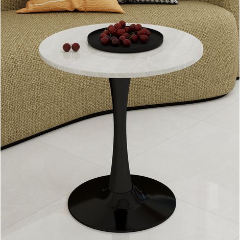 MEUBLIV Tavolino da caffè rotondo 70 cm nero – finitura marmo, base in metallo (1/5)