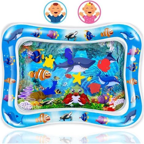 Tapis d'eau de bébé, Tummy Time Tapis Gonflable et Sensoriel pour Bébé,Tapis Jouet Bebe 3 6 9 12 Mois Amusement(Poisson clown) (1/4)
