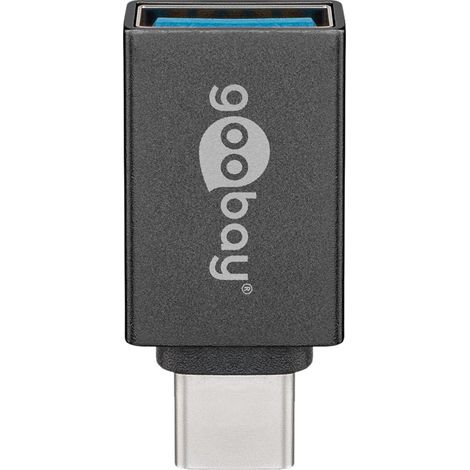 USB-C™/USB-A 3.0 OTG SuperSpeed-Adapter für Ladekabel, grau, USB-C™-Adapter mit USB-C™-Stecker USB-3.0-Buchse (Typ A). Farbversion Grau (1/4)