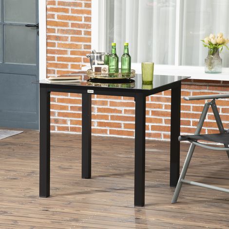 tavolo pranzo 80x80 da esterno vetro temperato nero HAVRYA (1/4)