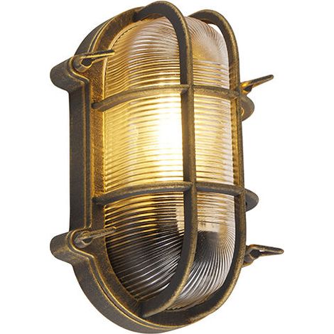 MYSELOXY - Applique murale - Lampe simple - Longueur 250 mm - Or/Laiton - Style vintage - Éclairage extérieur - Garage/Sous-sol (1/5)