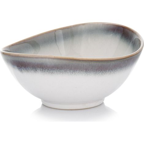 Bol de porcelana de 550 ml, estilo retro, color gris, para microondas, marca Freja Duka. (1/3)