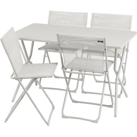 Set 1 rechteckiger klappbarer Gartentisch, 4 ultrakompakte Klappstühle - Balcony - Acier - Beige Seigle - Lafuma Mobilier