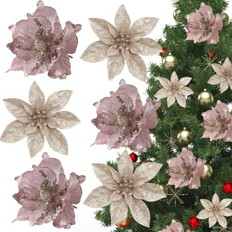 ESTRELLA DE BELÉN PARA FLORES DE ÁRBOL DE NAVIDAD 6 PIEZAS CHAMPÁN [SE-GB21]