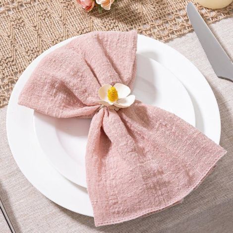 Serviette Table - Gaze Coton - 41,9 x 41,2 cm - Rose - Lot de 10