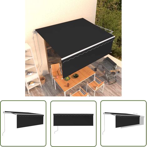 The Living Store Markise Automatisch Einziehbar mit Volant 4x3 m Anthrazit - Gartenmarkise - Außenmarkise - Sonnenschutz - Terrasse - Patio (1/5)