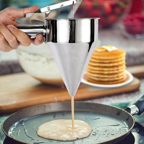 Distributeur De Pâte À Crêpes - Acier Inoxydable Alimentaire - Support Intégré Et Bouchon En Silicone - Capacité 1200 ml - 1 Pièce (1/4)