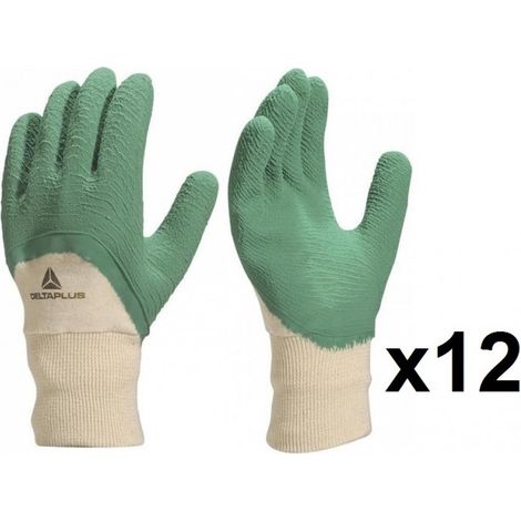 12 paires de gants latex crêpés vert LA500 DELTA PLUS - Taille: 8 (1/2)
