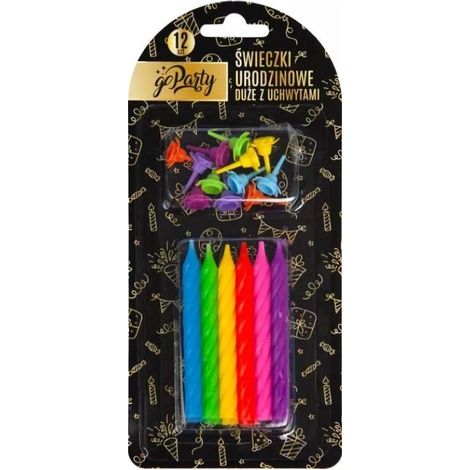 Velas de cumpleaños coloridas, 12 unidades