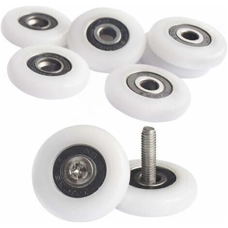Juego de 8 poleas de 25 mm para puertas de mamparas de ducha - Rodillos de llenado con tornillos incluidos - Compatible con la mayoría de los modelos de puertas de ducha (1/5)
