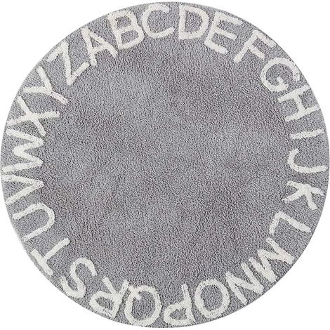 Tapis Alphabet - Tapis Éducatif Enfant - Tapis De Jeu Et De Sommeil Ronde 81 Cm - Coton Et Peluche - Rose Et Blanc (1/5)