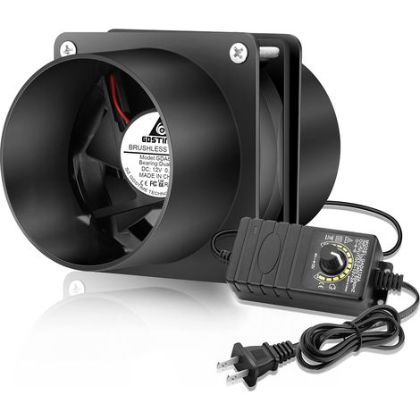 Ventilateur Axial 80mm 12V DC Ventilateur de Conduit 80mm x 25mm 12V à Roulement à Billes 4500 tr/min Avec régulateur de vitesse pour PC (1/5)