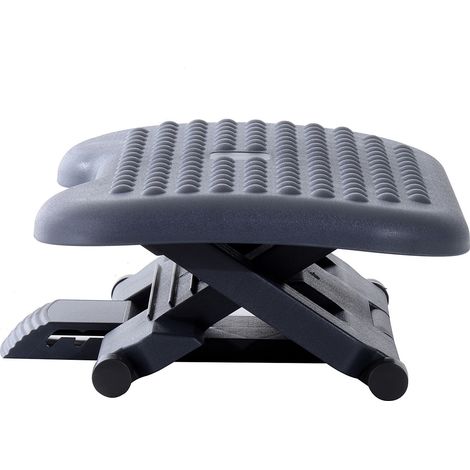 HOMCOM ergonomische Büro-Fußstütze, verstellbarer Winkel 30°, 3 Höhenpositionen, für Zuhause und Büro, anthrazitgrau