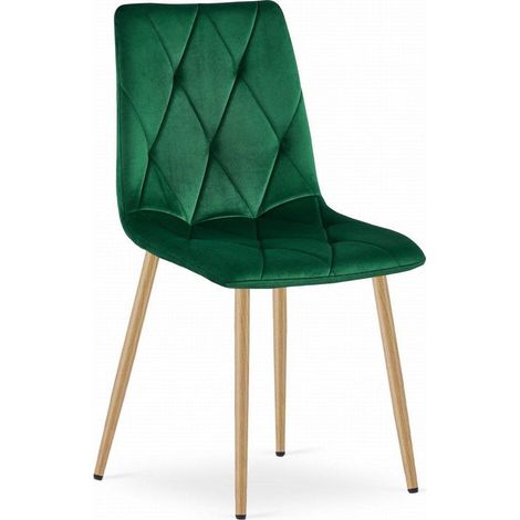 Sedia LIBRA - velluto verde scuro / gambe color legno x 1