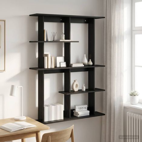 vidaXL Estante de pared Roble Negro 102 x 20 x 130 cm (1/5)