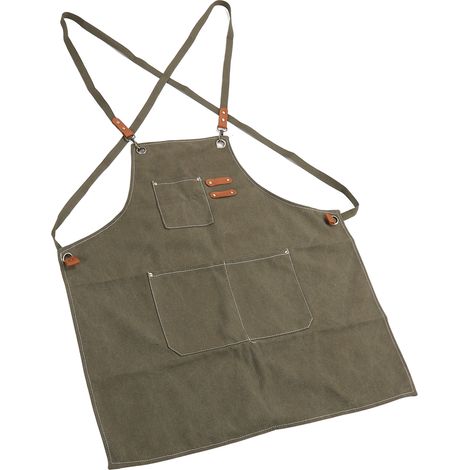 Dicke, strapazierfähige Canvas-Schürze, handgefertigt, breit, zum Malen, Maniküre, Gärtnern, Essen (1/5)
