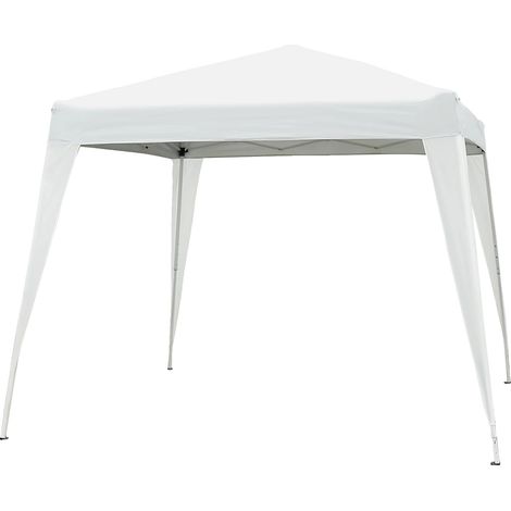Toldo desplegable de 2,4 m, con estructura metálica, color blanco. (1/2)