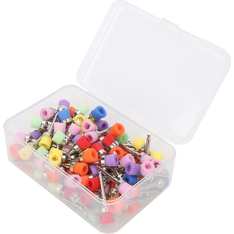 100 Brosses à polir dentaires en nylon, fournitures dentaires, boîte de rangement, couleurs assorties, polisseur pour dents (1/5)