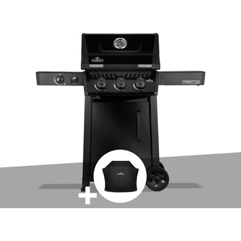 Barbecue gaz Freestyle 365 noir 3 brûleurs et 1 réchaud latéral + Housse de protection - Napoléon