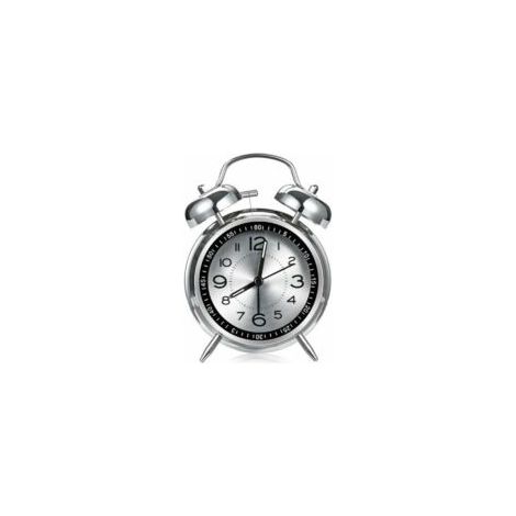 Tigrezy Réveil fort pour adultes dormeurs lourds, quartz silencieux de 10,2 cm avec rétroéclairage, double cloche (gris)