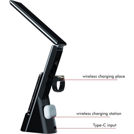 LED-Schreibtischlampe mit kabellosem Ladegerät und Touch-Steuerung zum Lernen, verstellbares Leselicht für Schüler und Studenten (1/5)
