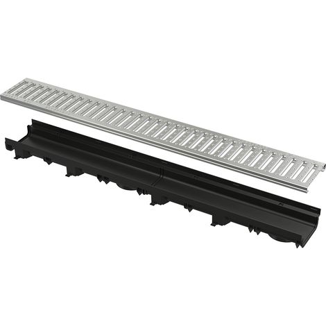 Alcadrain caniveau de drainage 60 mm avec rebord en plastique et grille en profilé en C galvanisé A15 (1/3)
