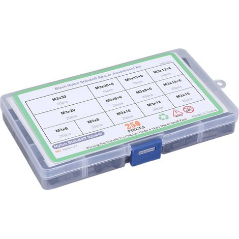 250-teiliges Set aus M3-Sechskant-Abstandshaltern aus Nylon, Gewindestangen mit Schrauben und Muttern, PCB-DIY-Abstandshalter für die Drohnenindustrie (1/5)