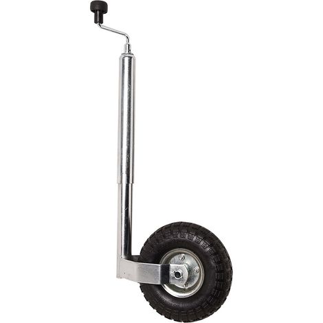 Terre Jardin – Roue jockey gonflable 25 cm – Hauteur 63 cm – Roulement à billes – Compatible remorques standard – Poids supporté 130 kg