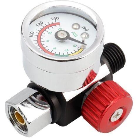 1/4" Régulateur de Pression D'air , Régulateur de Pression Pneumatique , Manomètre de Pistolet de Pulvérisation Outil Pneumatique Accessoire , 0-10BAR 0-140PSI (1/4)