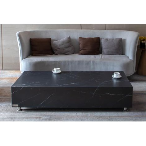 SOFIA Table basse en porcelaine marbre rectangulaire en béton  exclusif  moderne  157.5 x 76.2 x 35.6 cm (1/5)