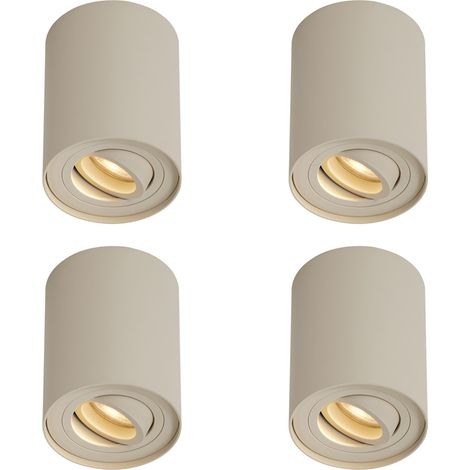QAZQA Juego de 4 focos de superficie modernos beige GU10 50mm