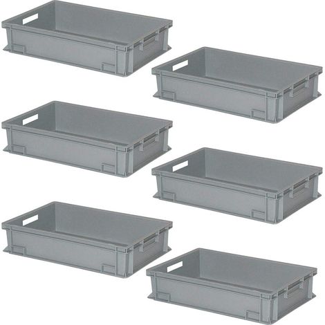 BRB 6 bacs Euro avec 2 poignées, 600 x 400 x 150 mm, 27 l, gris