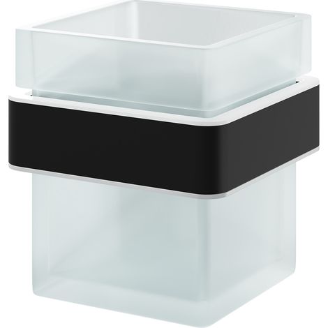 Colore Square Matt Black and Frosted Glass Wall Mounted Bathroom Tumbler (1/5)